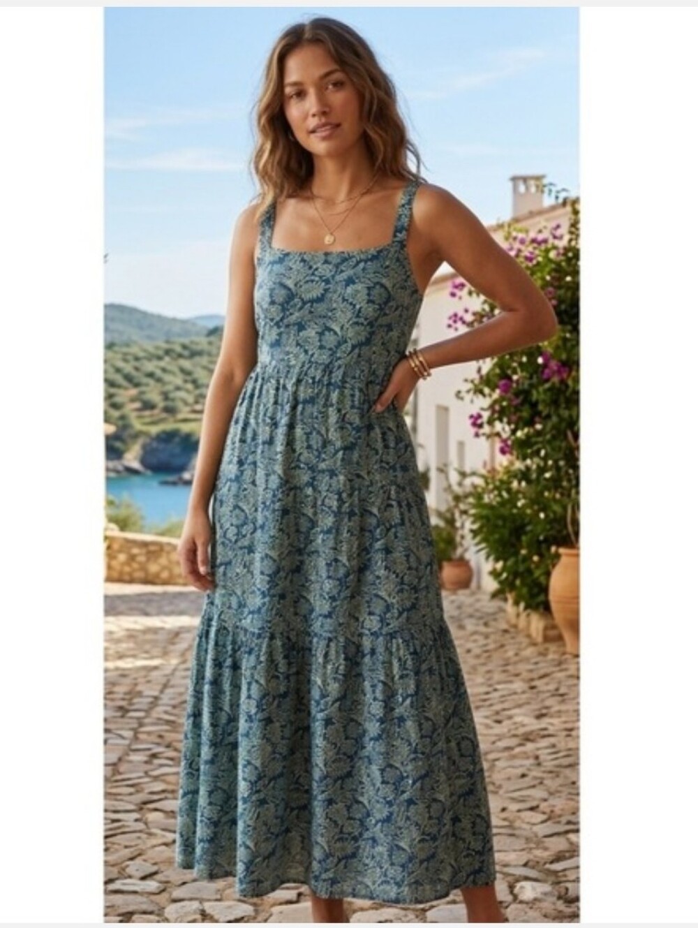 Dip Floral Tiered Maxi Dress XL 100% Cotton